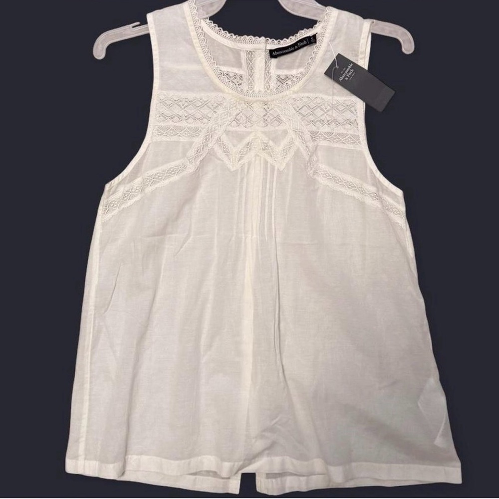 Abercrombie & Fitch Lace Babydoll Tank Cream Boho Cottagecore Romantic Top NWT